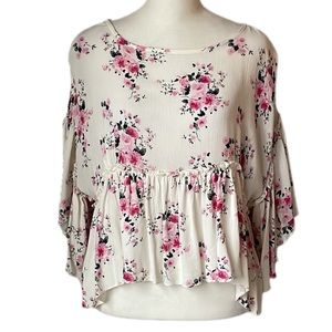 Francescas Ingrid Floral Babydoll Cropped Blouse